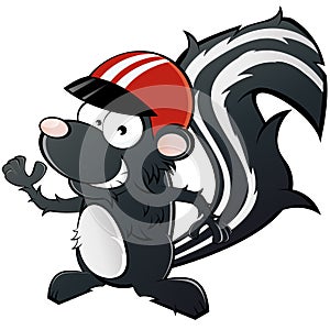 Skunk in racing helmet