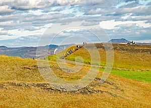 Skutustadagigar pseudo-craters in Lake Myvatn area of Iceland