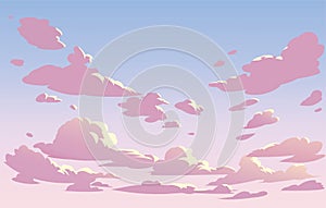 Vector landscape sky clouds. Pink sky photo