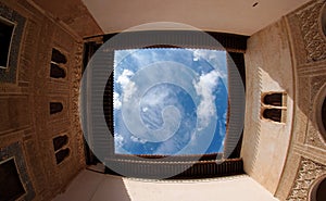 Sky above the courtyard of Alhambra palace in Gran