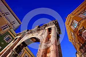 Sky above the Roman Arch of the Sergei in Pula