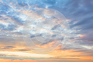 Sky Background - pastel colors of light clouds in sanset sundown sky