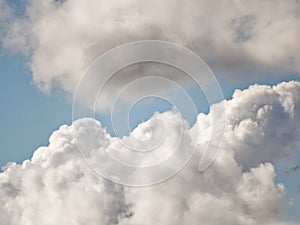 The sky with beautiful cumulus clouds.