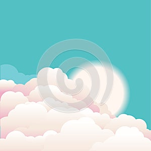Sky with beautifull clouds and sunrise.Vector nature background photo