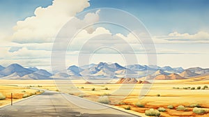 Sky-blue And Amber: A Detailed Desert Desert In Prairiecore Style photo