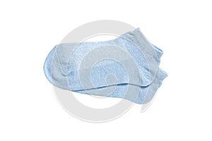 Sky blue ankle socks on white background, isolated