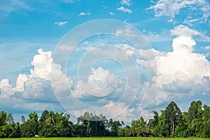 Sky blue or azure sky and clouds is bright white background