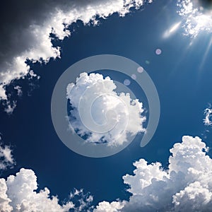 Sky blue or azure sky and clouds panorama white background. Everything lies above surface atmosphere outer