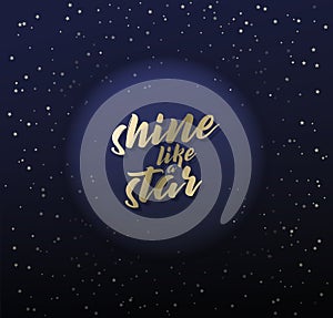 Sky with blue heavy curtain with golden text and stars