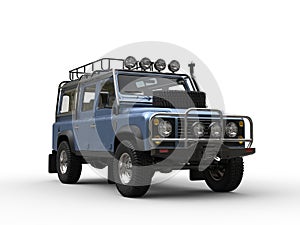 Sky blue metallic off road modern car