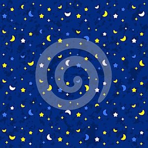 Sky Blue Star Moon Seamless Pattern