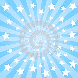 Sky blue stars explosion retro rays