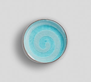 Sky Blue Swirl Melamine Plate with light gray background