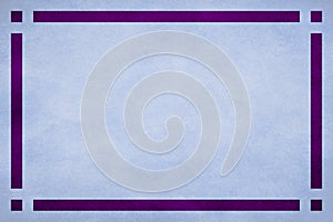 Sky blue textured parchment paper background. Purple geometric border trim. Rectangle lines, squares in corners.