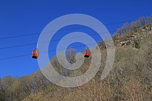 Sky cable car way uphill