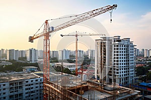 Sky city crane site architecture business development work equipment construction