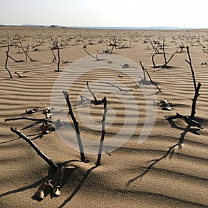 The sky is clear, emphasizing the barrenness of the environm