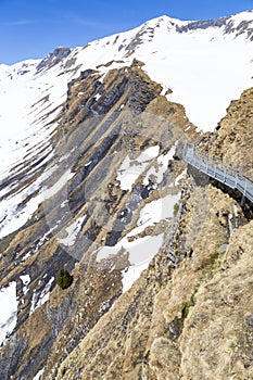 Sky cliff walk at First peak of Alps mountain Grindelwald Switzerland