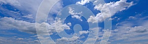 Sky cloud blue background panorama, beautiful white, bright weather light simmer