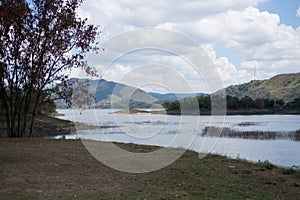 Sky, cloud and ground front of lake Kaeng Krachan tourist area i