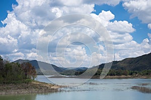 Sky, cloud and ground front of lake Kaeng Krachan tourist area i