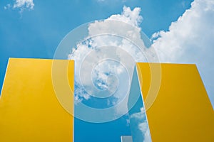 Sky cloud reflection on mirror