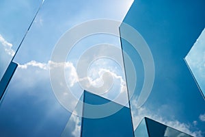 Sky cloud reflection on mirror