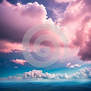 Sky,clouds background and texture. Dramatic amazing sky and clouds from above at sunset. Abstract pastel sky, coluds concept