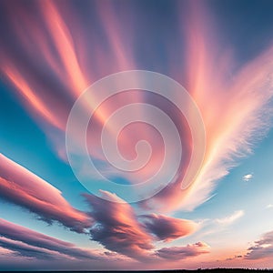 Sky,clouds background and texture. Dramatic amazing sky and clouds from above at sunset. Abstract pastel sky, coluds concept