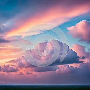 Sky,clouds background and texture. Dramatic amazing sky and clouds from above at sunset. Abstract pastel sky, coluds concept