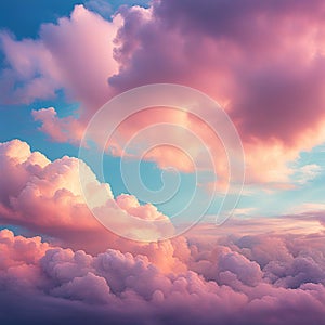 Sky,clouds background and texture. Dramatic amazing sky and clouds from above at sunset. Abstract pastel sky, coluds concept