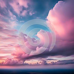 Sky,clouds background and texture. Dramatic amazing sky and clouds from above at sunset. Abstract pastel sky, coluds concept