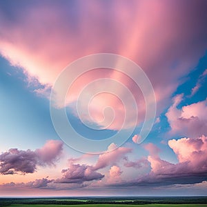 Sky,clouds background and texture. Dramatic amazing sky and clouds from above at sunset. Abstract pastel sky, coluds concept