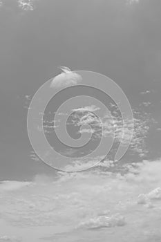 Sky with clouds, black and white background