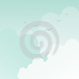 Sky And Clouds with Flaying Birds illustration.