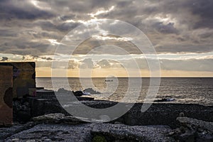 Sky with clouds over the sea at Giardini-Naxos, Sicily, Italy