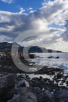 Sky with clouds over the sea at Giardini-Naxos, Sicily, Italy