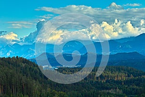 sky and clouds at the panorama of mountains