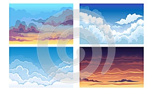 Sky with Clouds Scudding Across It and Staying Still Vector Scene Set