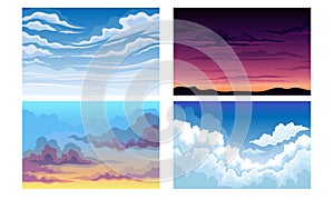 Sky with Clouds Scudding Across It and Staying Still Vector Scene Set