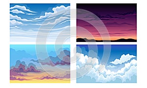 Sky with Clouds Scudding Across It and Staying Still Vector Scene Set photo