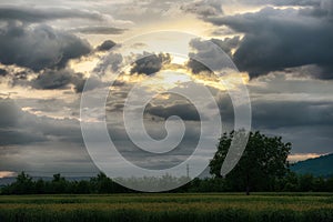 Sky with clouds at sunset