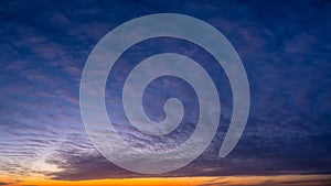 Sky with clouds during sunset. Clouds and blue sky. A high resolution photograph.