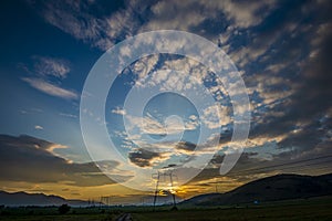 Clouds on the twillight near the mountains