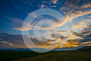 Clouds on the twillight near the mountains