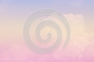 Sky and cloudy with beautiful purple color background.Subtle background Pastel of cloud.