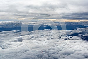 A sky covered with clouds shot from above