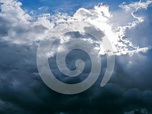 The sky with cumulonimbus clouds.