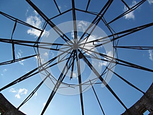 sky through the dome of the old water tower