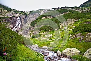Vysoke Tatry, Slovakia - view of the waterfall Skok.